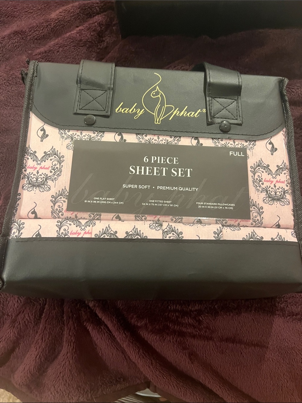 Baby Phat Pink and Black 6-Piece Full Sheet Set
